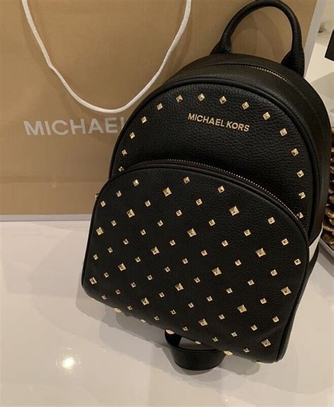 michael kors abbey mb black backpack leather 35h8gayb8l|Michael Kors Abbey 35h8gayb6l MD Leather Heart Studded .